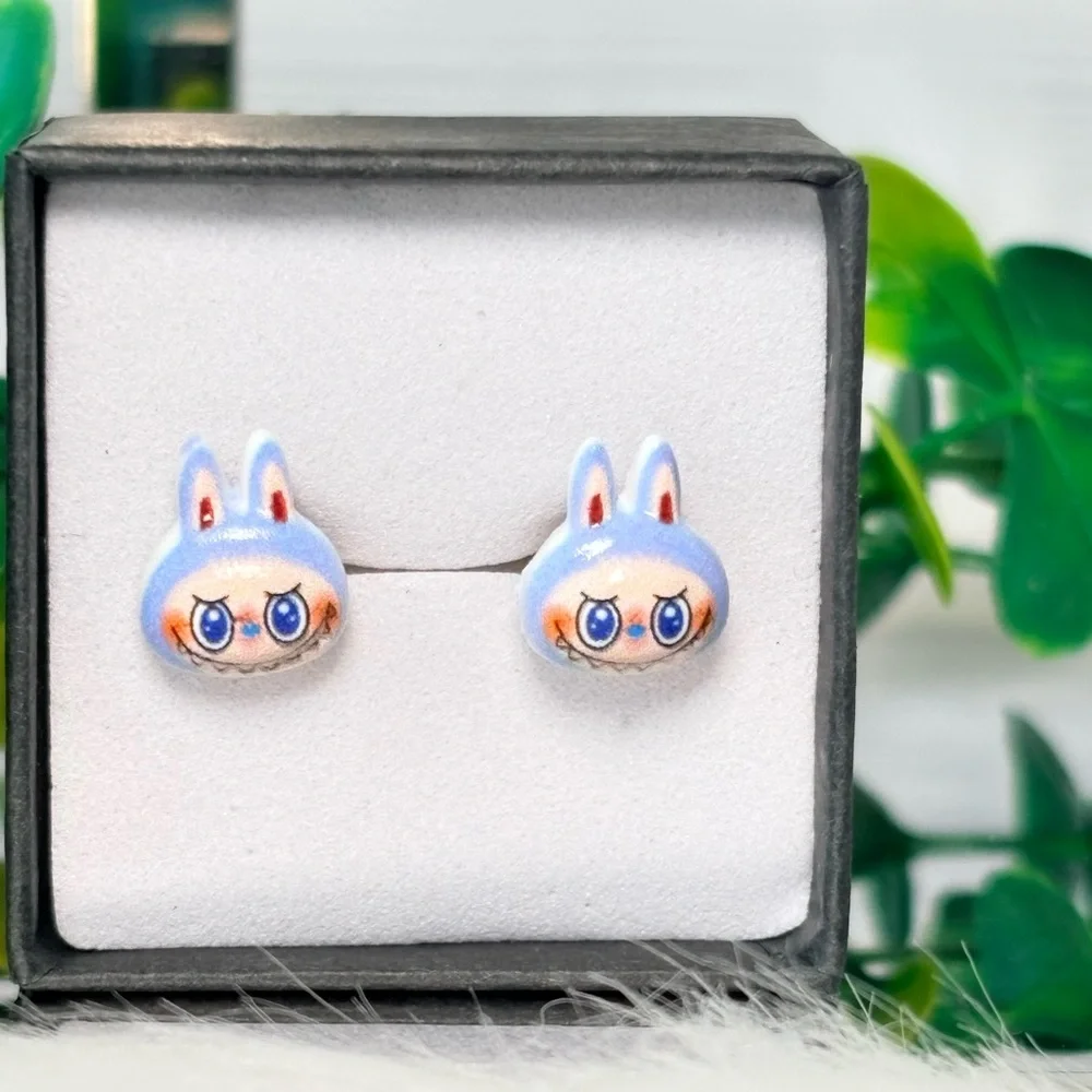 Cute Blue‎ Monster Character Stud Earrings